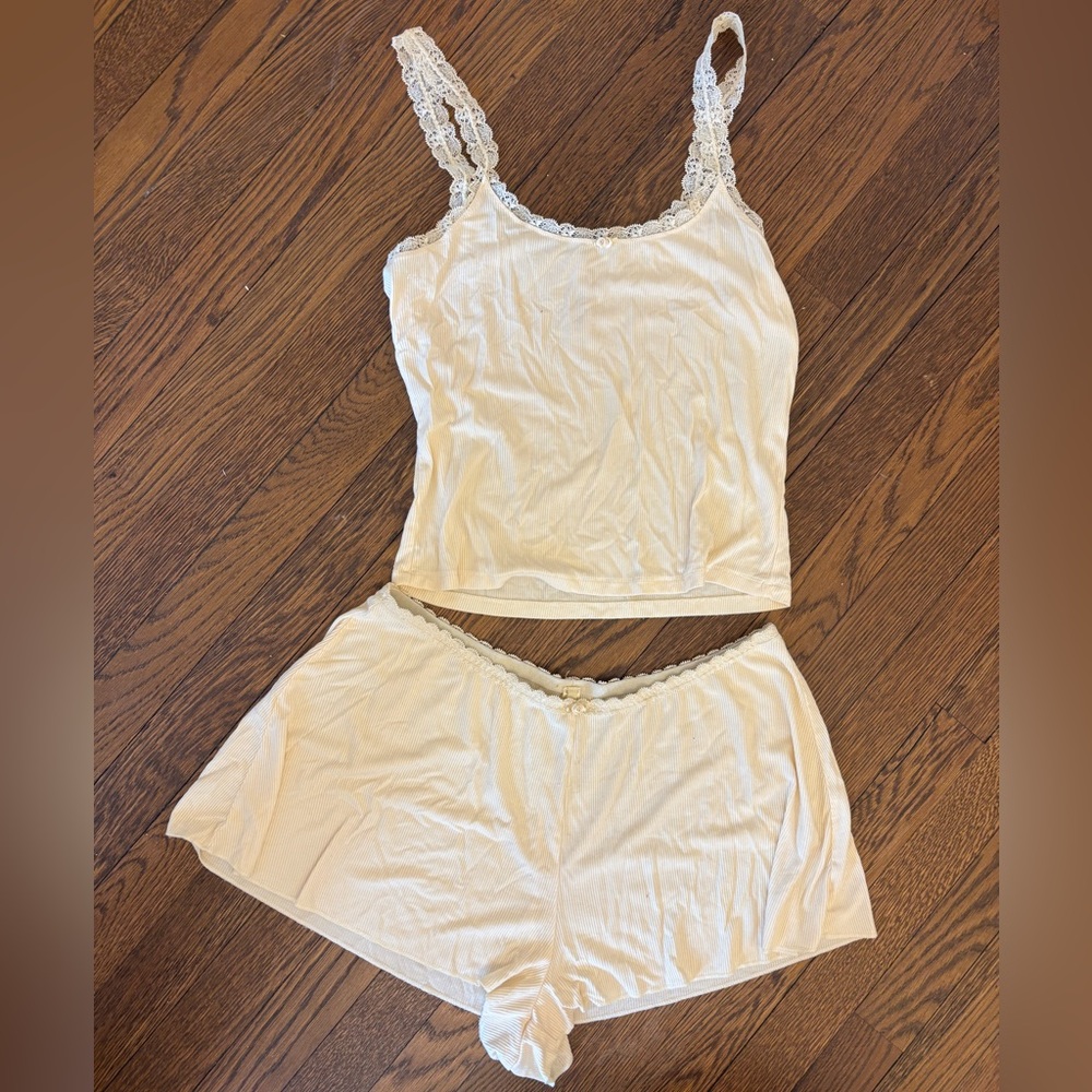 Skims soft lounge lace cami and short set *butter